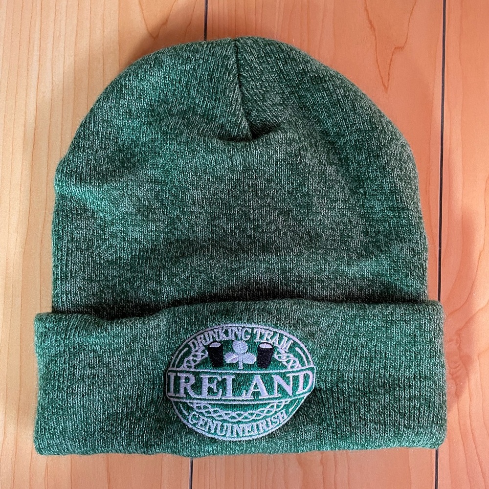 Ireland drinking team green beanie